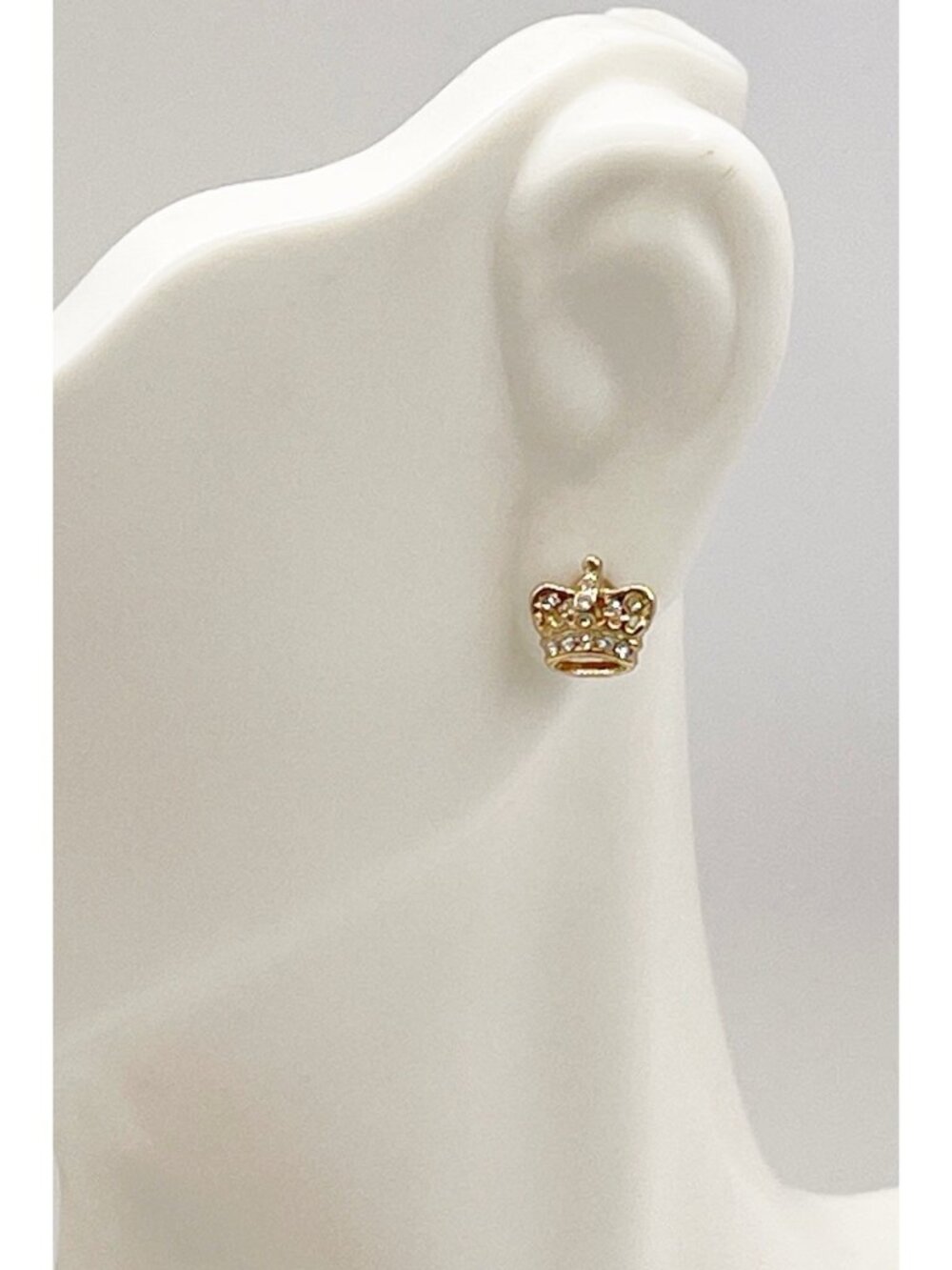 Juicy Couture Crystal Crown Small Dainty Stud Pierced Earrings Princess Royalty